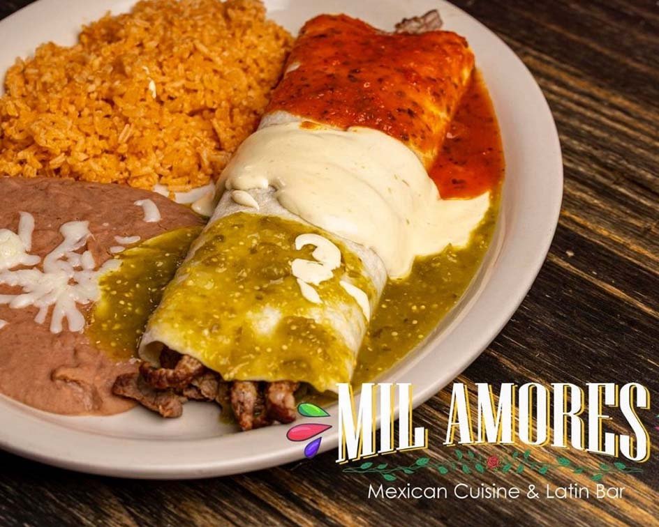 a dish of enchiladas banderas